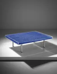 'Table bleue' by Yves Klein, designed 1961, Acrylic, glass, IKB pigment, chromium-plated metal, sold Apr 2016