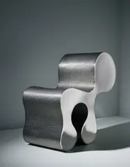 'Creature Comfort' by Ron Arad, 1992, Polished stainless steel, woven stainless steel, sold Apr 2016