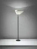 'Angel's Wing' standard lamp, model no. A805 by Alvar Aalto, circa 1954, Painted metal, brass, tubular brass, leather-bound metal, sold Apr 2016