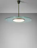 Gio Ponti and Pietro Chiesa, Ceiling light, circa 1933, Tubular brass, brass, painted aluminium, opaque glass, glass