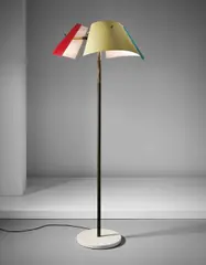 Arredoluce, Rare standard lamp, 1950s, Marble, painted metal, tubular brass, brass, painted aluminium