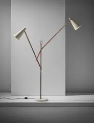 Franco Buzzi, Adjustable standard lamp, circa 1958, Painted aluminium, tubular brass, brass, marble