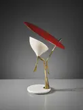 Stilnovo, Adjustable table lamp, 1950s, Painted aluminium, tubular brass, brass, marble, Bakelite