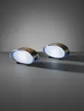 Pair of table lamps, model no. 2216 by Max Ingrand, circa 1958, Opaque coloured glass, brass, sold Apr 2016