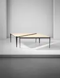 Osvaldo Borsani, Pair of low tables, model no. T61, circa 1957, Painted aluminium, marble