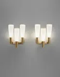Pair of early wall lights by Pietro Chiesa, circa 1939, Opaque glass, brass, sold Apr 2016