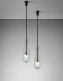 Pair of ceiling lights, model no. 2259 by Max Ingrand, circa 1960, Opaque and clear glass, tubular brass, brass, offered Apr 2016