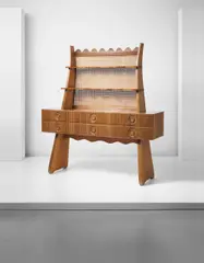Sideboard by Paolo Buffa, circa 1943, Oak, oak-veneered wood, tubular brass, brass, rattan, sold Apr 2016