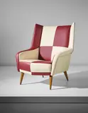 Gio Ponti, Rare 'Mariposa' armchair, model no. 851, from a private villa, Liguria, circa 1958, Stained walnut, vinyl