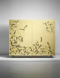 Unique 'Arlecchino' wardrobe by Gio Ponti and Piero Fornasetti, 1948, Lithographic transfer-printed wood, hand-painted wood, wood, brass, sold Apr 2016