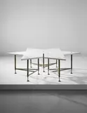 Rare set of three modular coffee tables by Gio Ponti, circa 1948, Marble, tubular brass, brass, sold Apr 2016