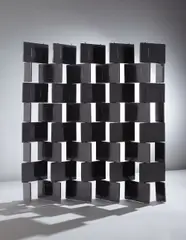Eileen Gray, Important folding 'Brick' screen, circa 1925, Black lacquered wood, steel, brass