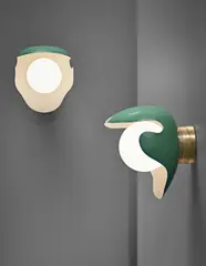 Palle Suenson, Pair of large wall lights, designed for the canteen, Aarhus Oil Factory A/S, circa 1940, Painted brass, brass, opaque glass
