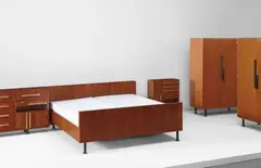 Bedroom, designed for Casa Stecchini, Como by Giuseppe Terragni, designed 1936-1937, Bubinga-veneered wood, bird's eye maple-veneered wood, bronze, patinated bronze, gilt bronze, steel, chromium-plated ste, sold Apr 2016