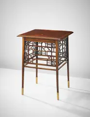 Edward William Godwin, Side table, 1873-1875, Mahogany, mahogany-veneered wood, brass