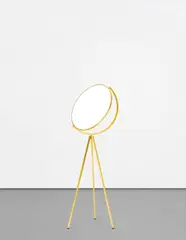 Jasper Morrison, Unique 'Superloon' standard lamp, 2016, Gold gilt plated aluminum, laser etched PMMA plastic