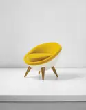 Jean Royere, 'Œuf' chair, 1950s, Oak, fabric