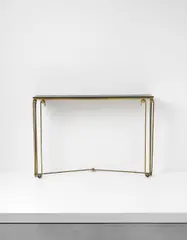'Ondulation' console by Jean Royere, 1950s, Tubular brass, brass, marble, sold Sep 2016