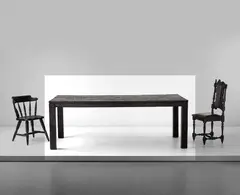 'Smoke' dining table by Maarten Baas, 2007, Charred pre-existing designed table, clear epoxy resin, painted metal, sold Sep 2016