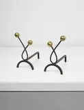 Jean Royere, Pair of 'Boules' andirons
