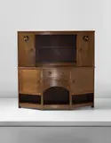 Mackay Hugh Baillie Scott, Rare and important 'Daffodil' dresser, circa 1901, Oak, bronze, painted wood, beech inlay