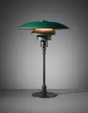 Early desk lamp, type 4/3 shades by Poul Henningsen, circa 1927, Patinated copper, patinated tubular copper, painted copper, Bakelite, offered Sep 2016