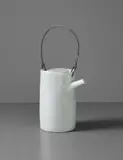 Teapot by Edmund de Waal, 2001, Porcelain, celadon glaze, galvanised steel wires, sold Sep 2016