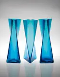 Tadao Ando, Set of three vases, 2011, Aquamarine glass finished in rosetta , ghiaccio and velato