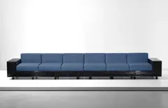 Important and unique sofa, designed for the Bub Yoshino beauty salon, Tokyo, from the ‘Furniture with Drawers, Vol. 1' series by Shiro Kuramata, 1976, Painted beech, fabric, sold Sep 2016