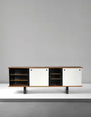Large sideboard by Charlotte Perriand, circa 1958, Mahogany-veneered wood, plastic, painted steel, sold Sep 2016