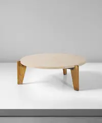 Jean Prouvé, Low table, model no. CB 11, circa 1949, Oak, bent sheet steel, marble