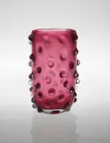 Cylindrical 'Corroso' vase, model no. 4100 by Carlo Scarpa, circa 1936, Corroso coloured glass with applied bugne details, sold Sep 2016