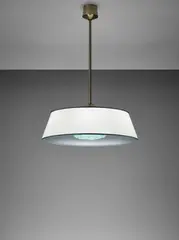 Ceiling light, model no. 2364 by Max Ingrand, circa 1965, Polished aluminium, opaque glass, painted aluminium, tubular brass, brass, offered Sep 2016