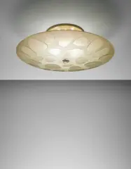 Max Ingrand, Large ceiling light, circa 1954, Painted aluminium, tubular brass, brass, clear glass, opaque glass