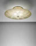 Max Ingrand, Large ceiling light, circa 1954, Painted aluminium, tubular brass, brass, clear glass, opaque glass