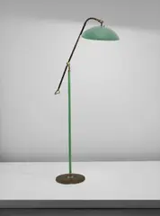 Adjustable standard lamp by Stilnovo, circa 1950, Tubular brass, brass, painted tubular aluminium, painted aluminium, offered Sep 2016