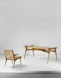 Carlo De Carli, Rare partner's desk and armchair, designed for the IX Triennale, Milan