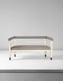 Early bench by Gio Ponti and Emilio Lancia, circa 1928, Painted oak, fabric, sold Sep 2016