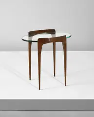 Max Ingrand, Side table, circa 1952, Stained mahogany, glass