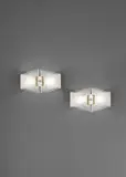Max Ingrand, Pair of wall lights, circa 1960, Painted aluminium, opaque glass, chiselled glass, brass