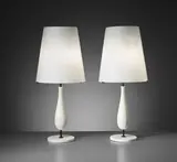 Max Ingrand, Pair of table lamps, model no. 2212, 1960-1964, Painted wood, painted metal, painted tubular brass, painted brass, opaque glass