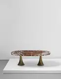 Angelo Mangiarotti, Unique coffee table, designed for a private commission, Portofino, Italy, circa 1958, Breccia Pernice marble, bronze