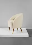 Gio Ponti, Early armchair, circa 1936, Stained walnut, fabric, brass