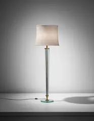 Standard lamp by Pietro Chiesa, circa 1940, Glass, tubular brass, brass, fabric shade, offered Sep 2016