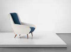 Armchair by Gio Ponti, 1954-1957, Stained walnut, fabric, sold Sep 2016