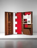 Joe Colombo, Rare 'Personal Container', circa 1965, Walnut-veneered wood, walnut, brushed aluminium, felt