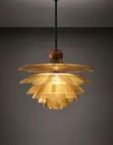 Early and large ‘Septima’ ceiling light, type 5 by Poul Henningsen, 1927-1928, Tubular copper, copper, patinated brass, coloured and opaque glass, sold Sep 2016