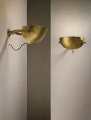Palle Suenson, Pair of large wall lights, designed for the offices at Aarhus Oil Factory A/S, 1938-1942, Painted brass, brass, opaque glass