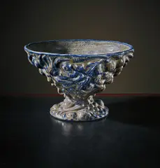 Axel Salto, Unique and important 'Den Italienske Skaal' large bowl, 1931-1932, Stoneware, blue glaze