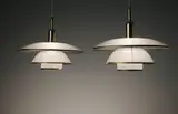 Poul Henningsen, Pair of early and rare large ceiling lights, type 5/5 shades
